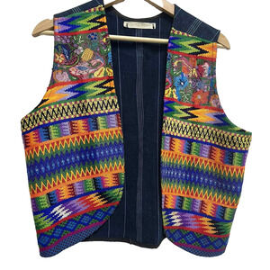JENNIFER GROSKIN men Vintage Embroidered Tangibles Aztec Vest Size L A000650